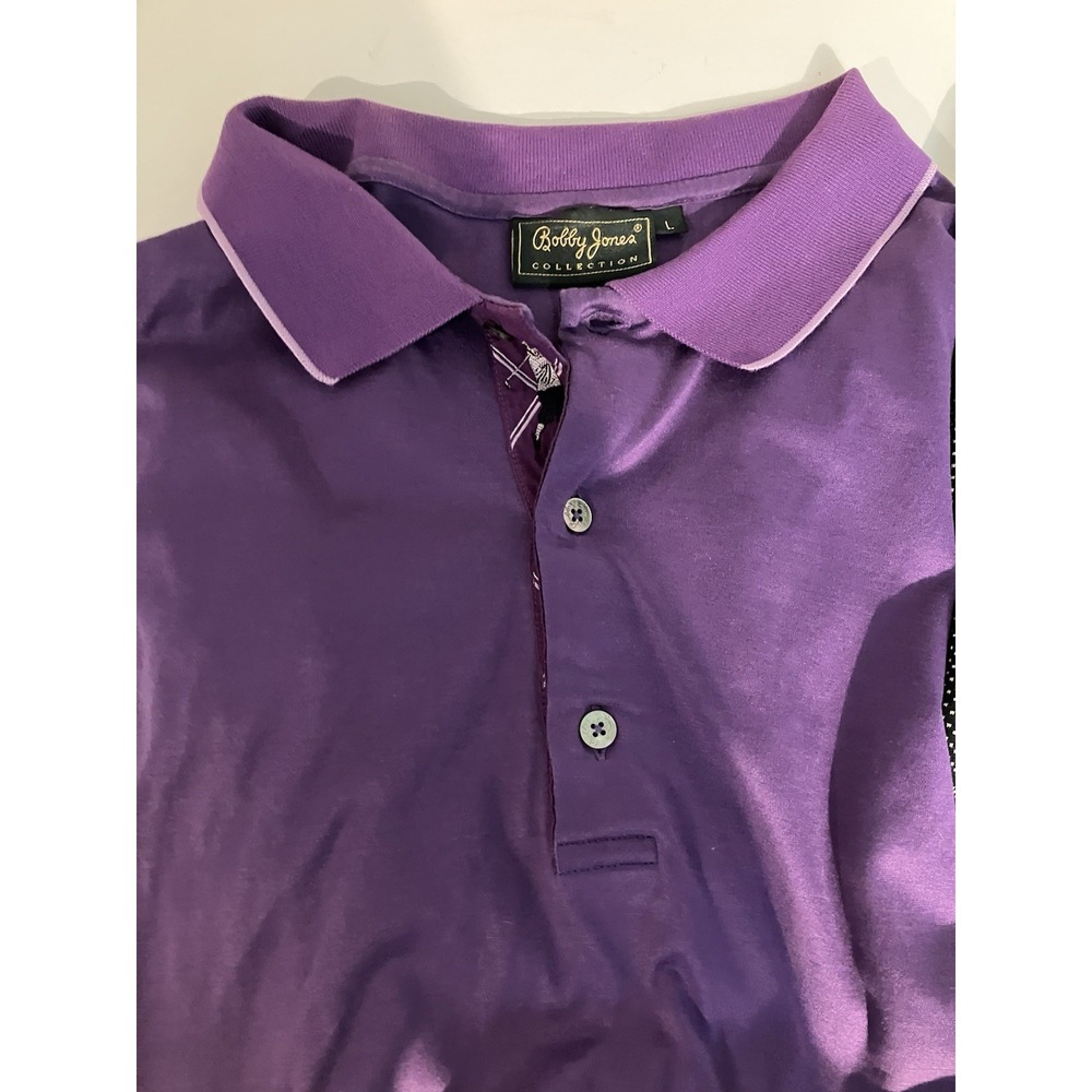 Lot of 2 Bobby Jones Men's Polo Golf Shirts Size L Black And Purple - Picture 2 of 10